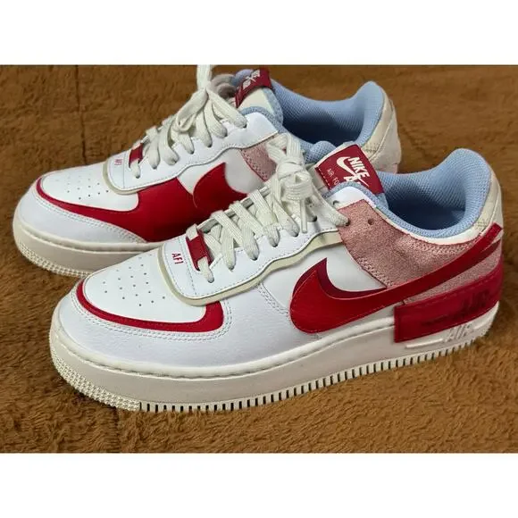 Nike Air Force 1 Shadow White/University Red CI0919-108 Women's size 10 - Picture 2 of 10